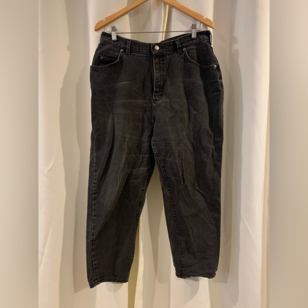 Vintage Lee Jeans‎ Women's 16 Shot Black Tapered Mom Made in USA Western Denim
